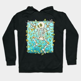 Cute Skeleton Jump in the Wildernesses Hoodie